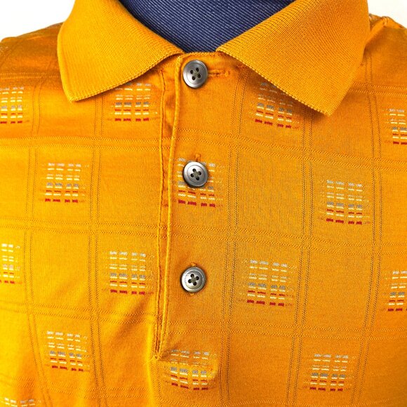 AXIS Men’s 100% Mercerized Cotton Orange Textured Pattern Polo Shirt Size XL - Picture 4 of 9